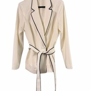 White House Black Market white jacket with black piping -16